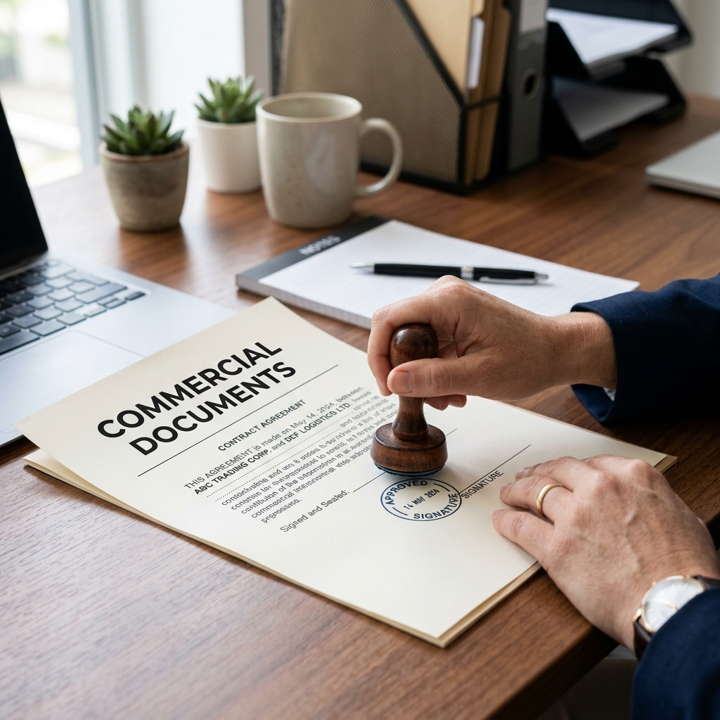 Commercial contract document being approved for translation