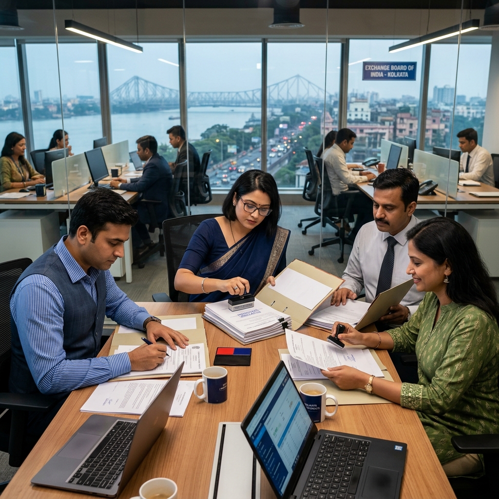 IndiaAttest embassy attestation processing team reviewing documents in Kolkata office