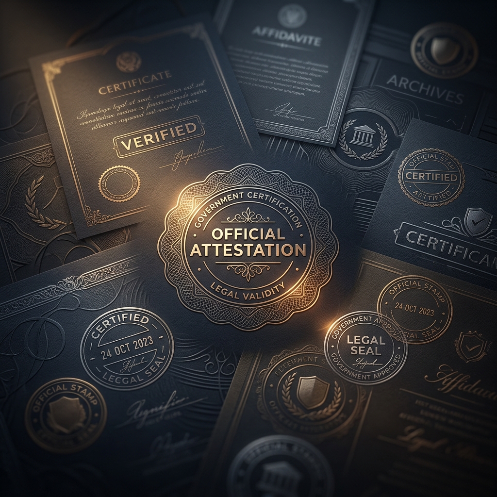 Official MEA attestation certification badge representing government legal validity